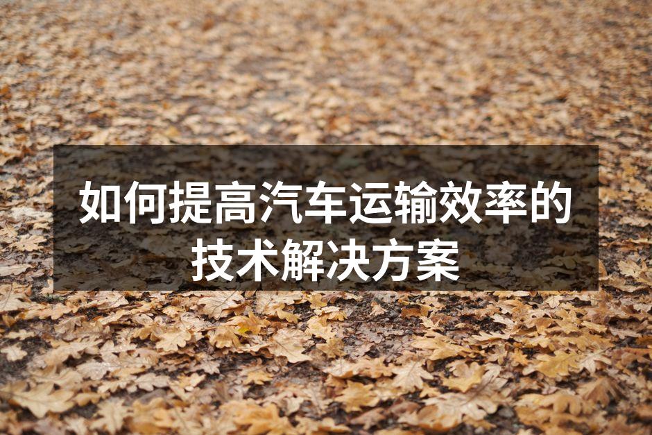 智能调度系统提高运输效率